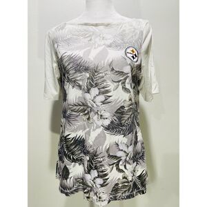 Tommy Bahama Steelers logo t shirt football tropical print comfy sport women's S
